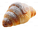 Fresh Croissant with Powdered Sugar on White Background