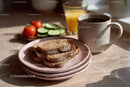 Healthy Breakfast with Bread Tomatoes Cucumber Coffee and Juice