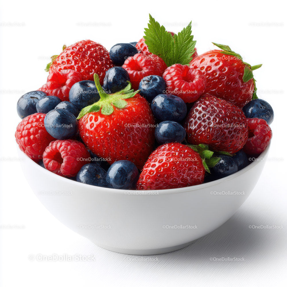 Vibrant Mixed Berries in White Bowl for Healthy Snacking