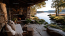 Rustic Outdoor Porch with Firepit and Scenic Lake View