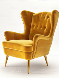 Mustard Yellow Velvet Armchair in a Modern Vintage Style
