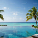 Tropical Paradise with Infinity Pool and Ocean View in Sunny Weather