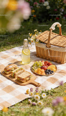 Fresh Picnic Spread with Sandwiches and Fruit Platter