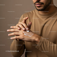 Man Applying Lotion on Hand for Moisturizing Skincare Routine