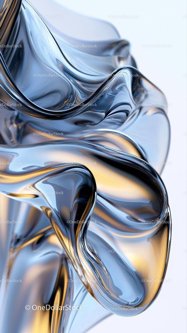 Abstract Fluid Silver and Gold Metallic Shapes for Modern Design