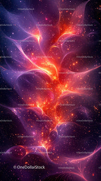 Vivid Nebula and Starscape with Bright Cosmic Clouds and Galaxy