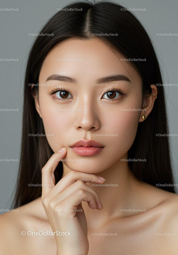 Elegant Female Portrait with Brown Eyes and Natural Makeup