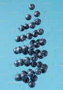 Fresh Blueberries Immersed in Clear Water Splash