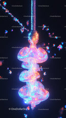 Colorful Neon Light Installation with Abstract Jellyfish Shape