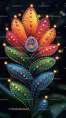 Colorful Illuminated Lotus Flower in Vibrant Neon Lights