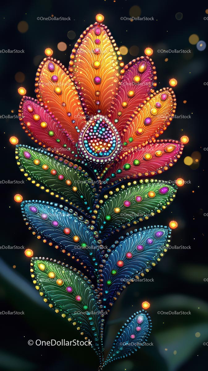 Colorful Illuminated Lotus Flower in Vibrant Neon Lights