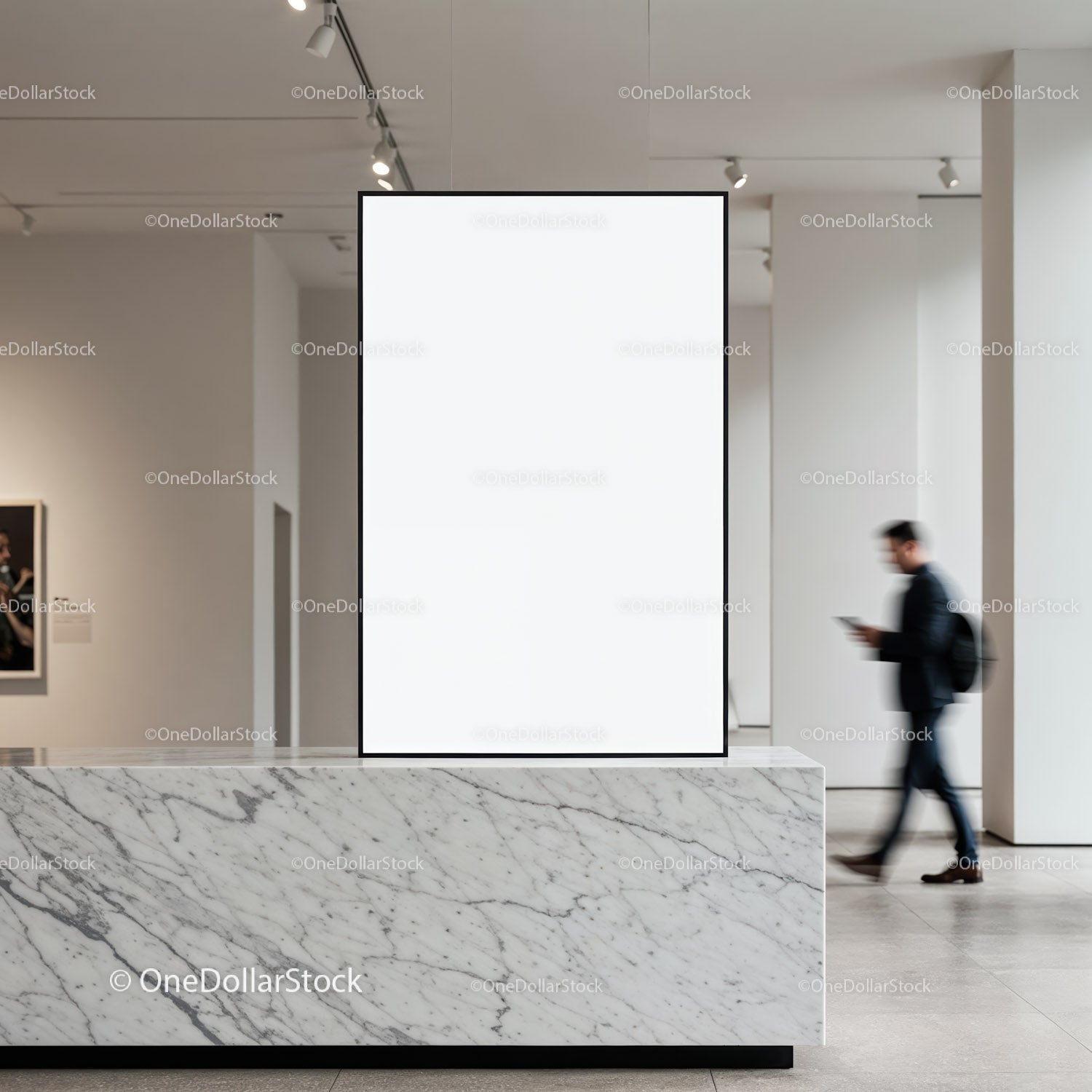 Blank Poster Display in Modern Art Gallery Interior