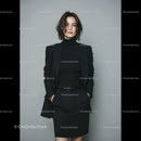 Elegant Woman in Black Suit Posing for Fashion and Business
