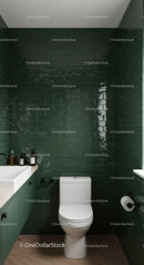 Stylish Modern Bathroom with Green Subway Tiles and White Fixtures