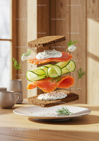 Deconstructed Smoked Salmon Sandwich with Fresh Dill