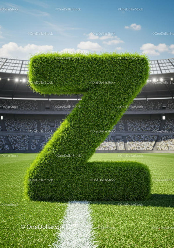 Green Grass Number Seven on Sports Stadium Field