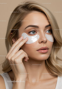 Young Woman Applying Eye Patches for Skin Rejuvenation