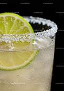 Refreshing lime soda with salted glass rim