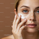 Close-Up of Young Woman Applying Cream to Freckled Face with Clear Skin