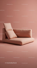 Modern Pink Corner Sofa with Cushions