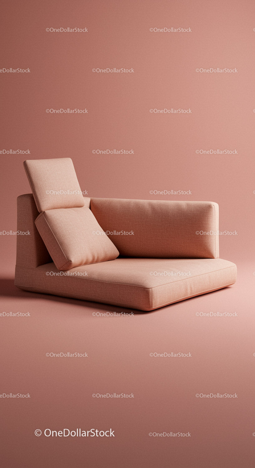 Nowoczesna różowa sofa narożna z poduszkami
