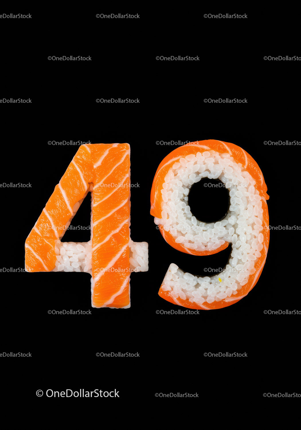 Sushi numer czterdzieści dziewięć z łososiem i ryżem