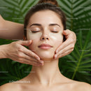 Serene Woman Receiving Face Massage in a Luxurious Spa Setting