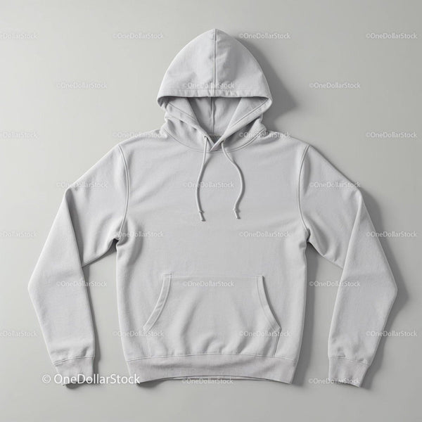 Minimalist White Hoodie Laid Flat on Gray Surface JPG Mockup Image