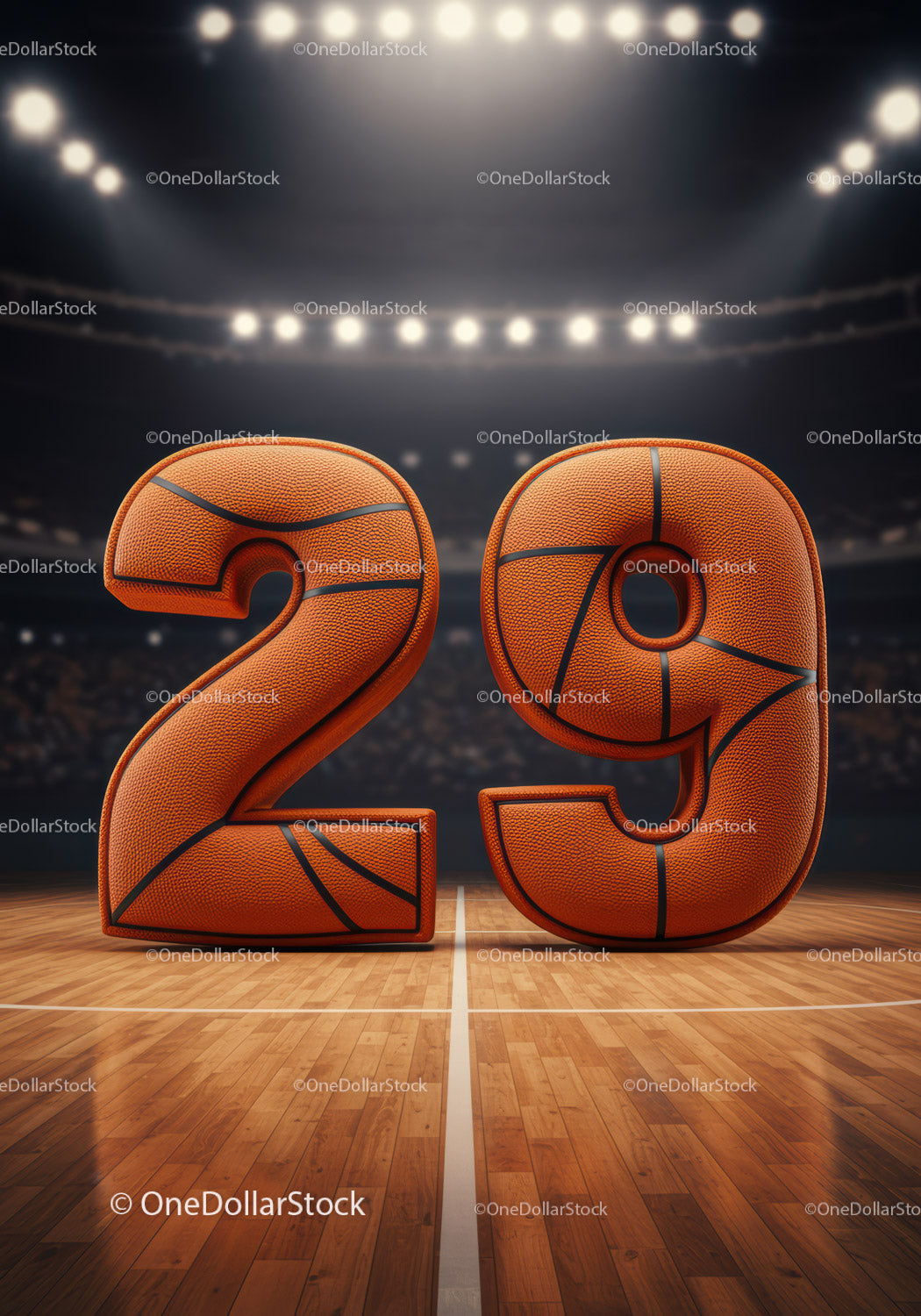Number 29 in Basketball Texture on Court Floor