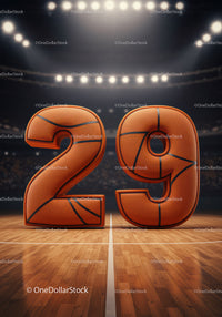 Number 29 in Basketball Texture on Court Floor