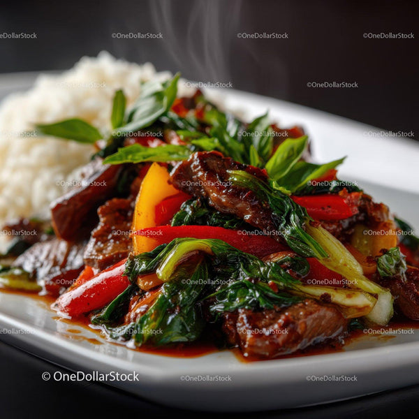 Kolorowe warzywne stir-fry z papryką i bok choy