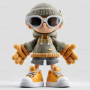 Stylish Toy Doll in Hoodie Sunglasses and Yellow Sneakers
