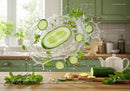 Refreshing cucumber and ginger splash with fresh mint leaves