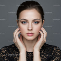 Close-Up Portrait of a Young Woman with Blue Eyes and Flawless Skin