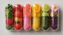 Colorful Assorted Fruit Gummies and Candies in Glass Jars