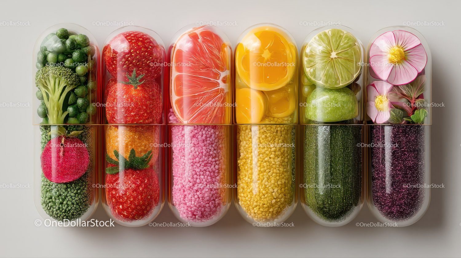 Colorful Assorted Fruit Gummies and Candies in Glass Jars