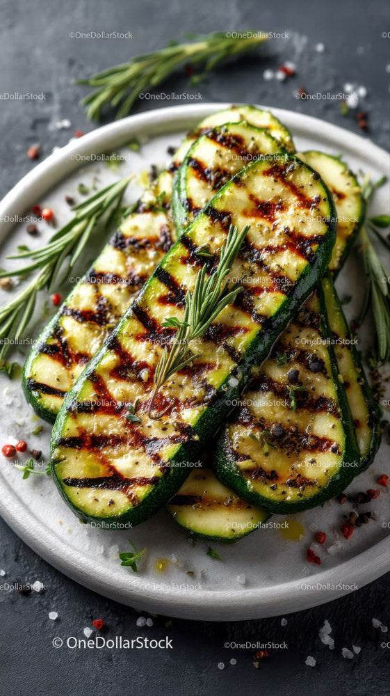 Grilled Zucchini Slices with Herbs for Fresh Healthy Meal