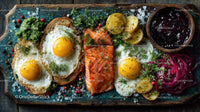 Vibrant Breakfast Platter with Eggs Salmon Potatoes and Veggies