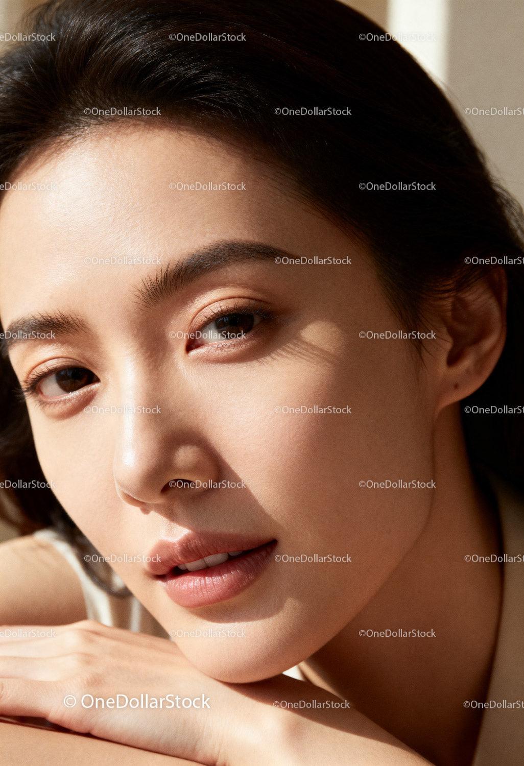 Natural beauty close-up with soft glowing skin