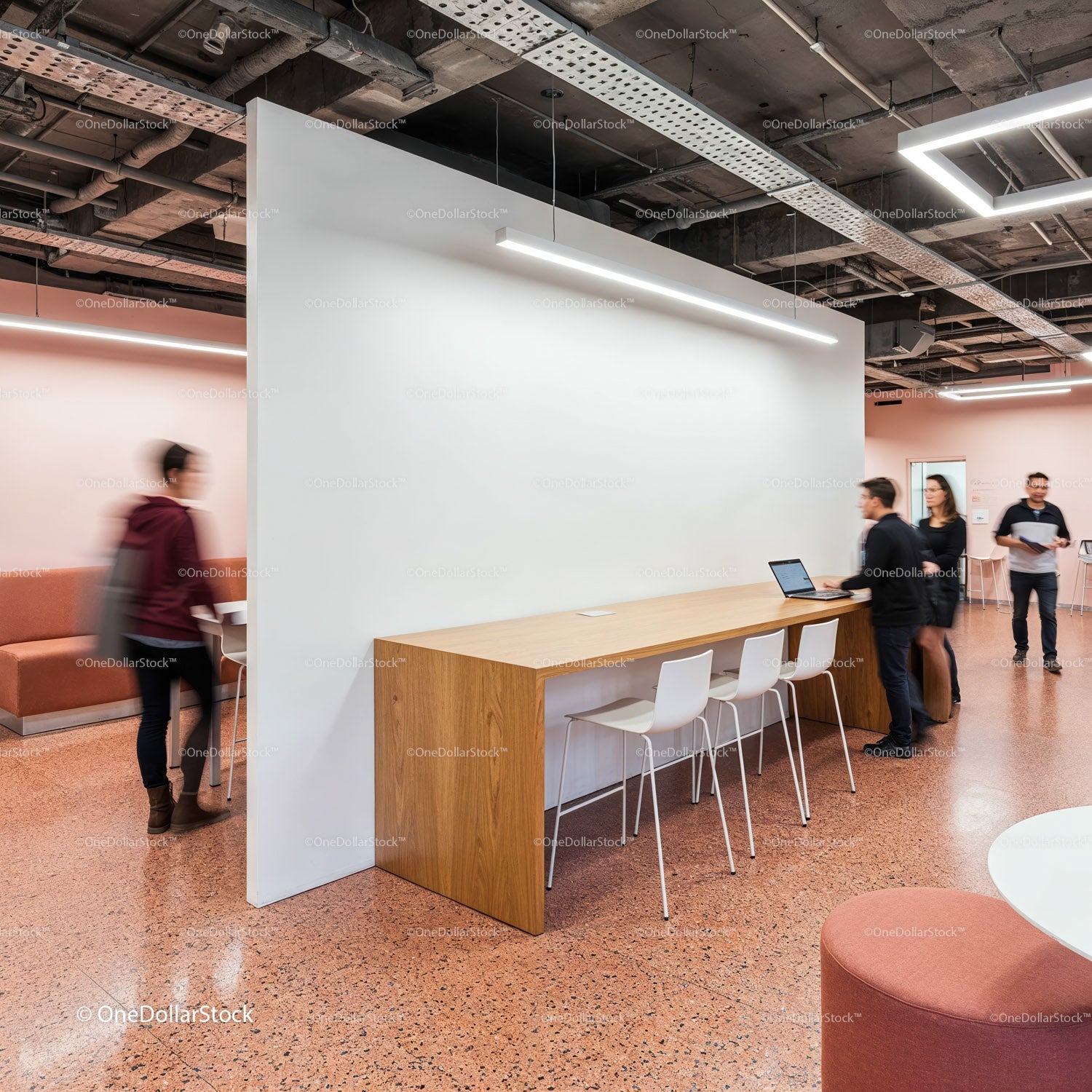 Modern open office space with collaborative work areas