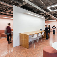 Modern open office space with collaborative work areas