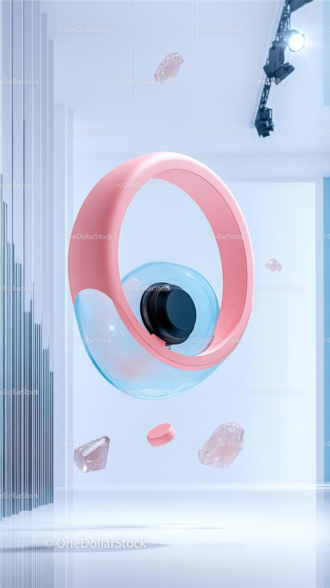 Nowoczesna, futurystyczna sztuka cyfrowa 3D z abstrakcyjnymi kształtami geometrycznymi