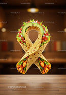 Creative Chicken Wrap with Fresh Vegetables in Ribbon Shape