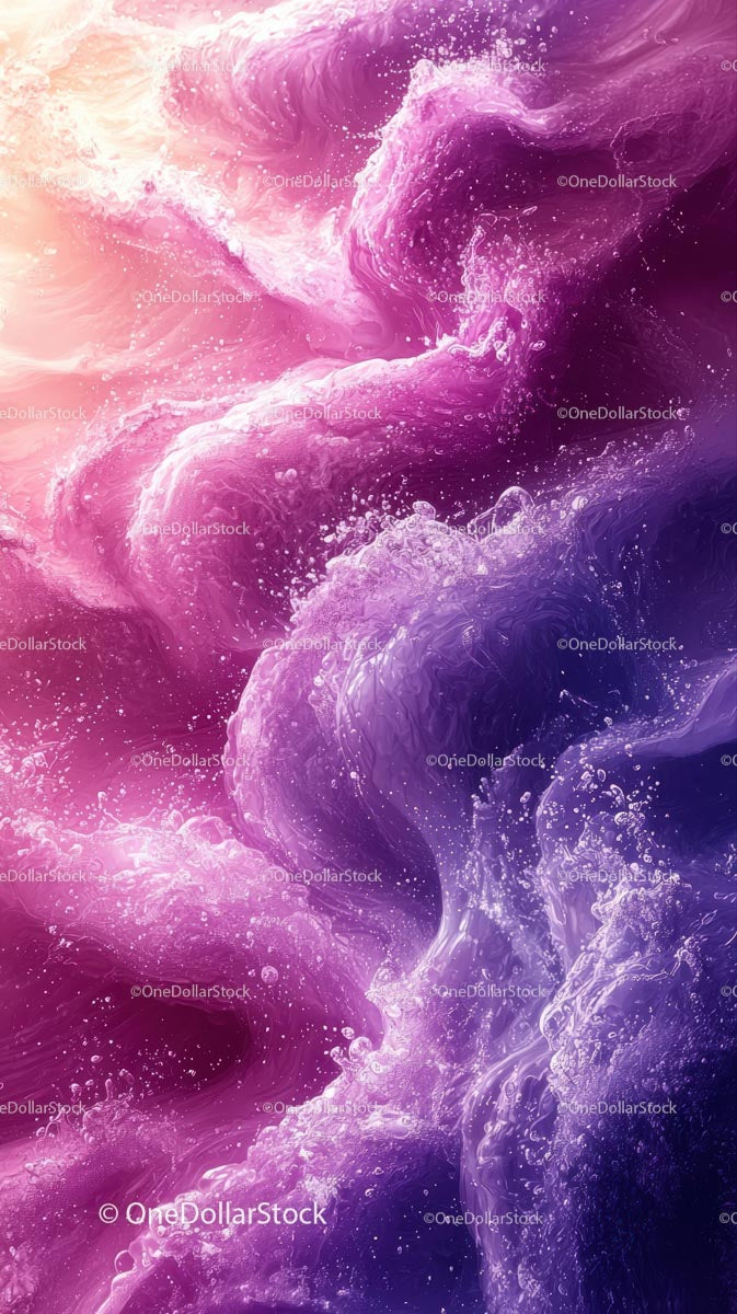 Vibrant Pink and Purple Abstract Liquid Art with Dynamic Swirls