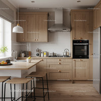 Contemporary Kitchen with Wooden Cabinets and Stainless Steel Appliances