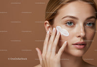 Close-Up of Woman with Freckled Skin Applying Cream for Skincare Routine