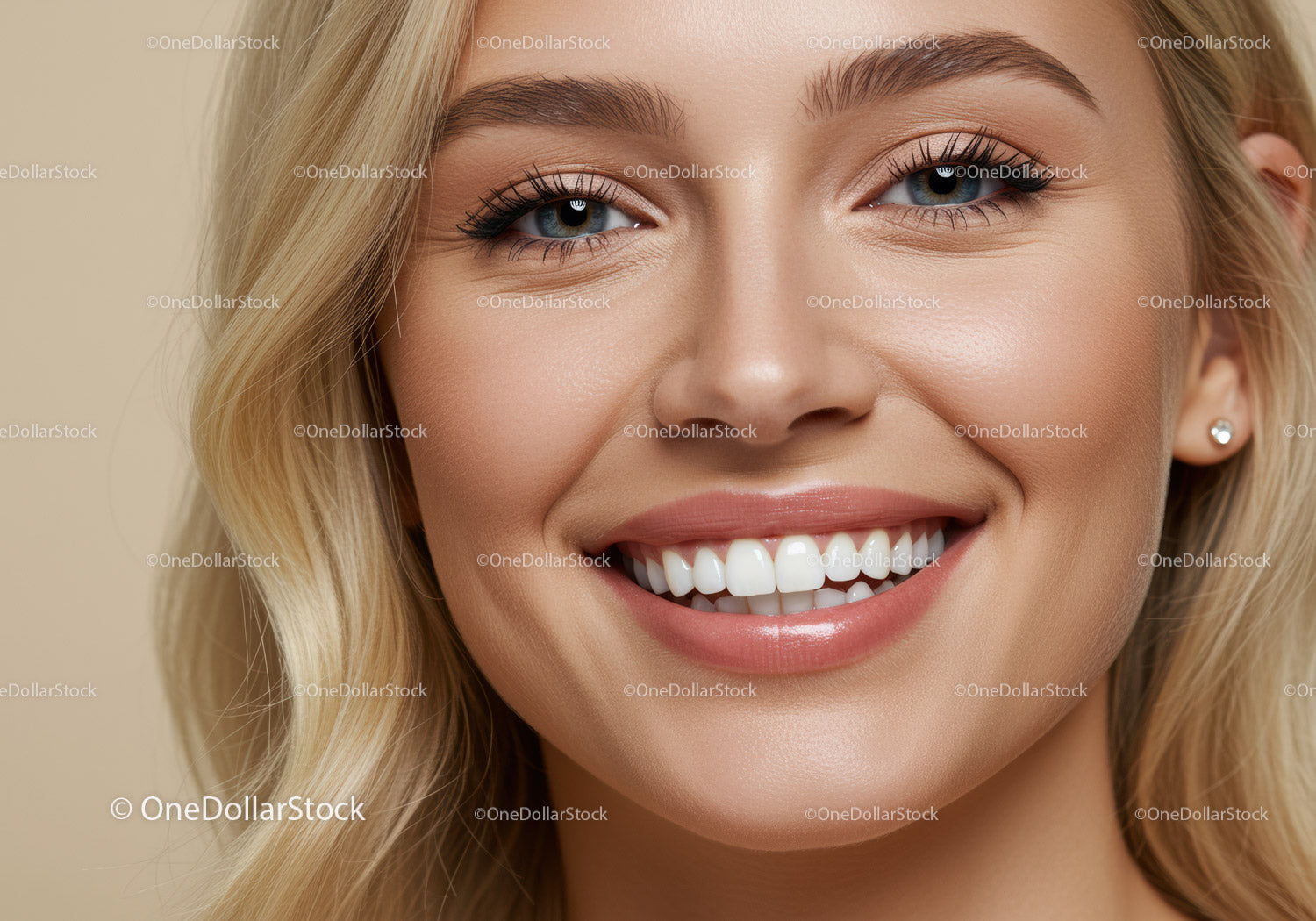 Close-up of smiling young woman with flawless skin