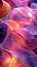 Vivid Pink and Purple Abstract Flowing Silk Artwork