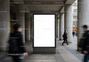 Blank Advertising Billboard in Urban Pedestrian Area