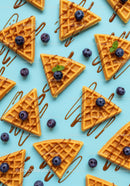 Triangle Waffles with Blueberries and Caramel Drizzle